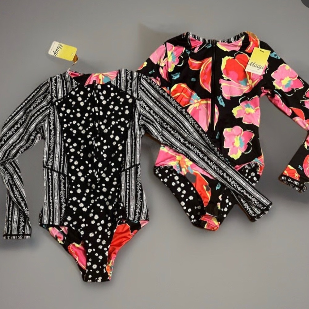 New Maaji Surf Floral Long Sleeve swimsuit reversible M
